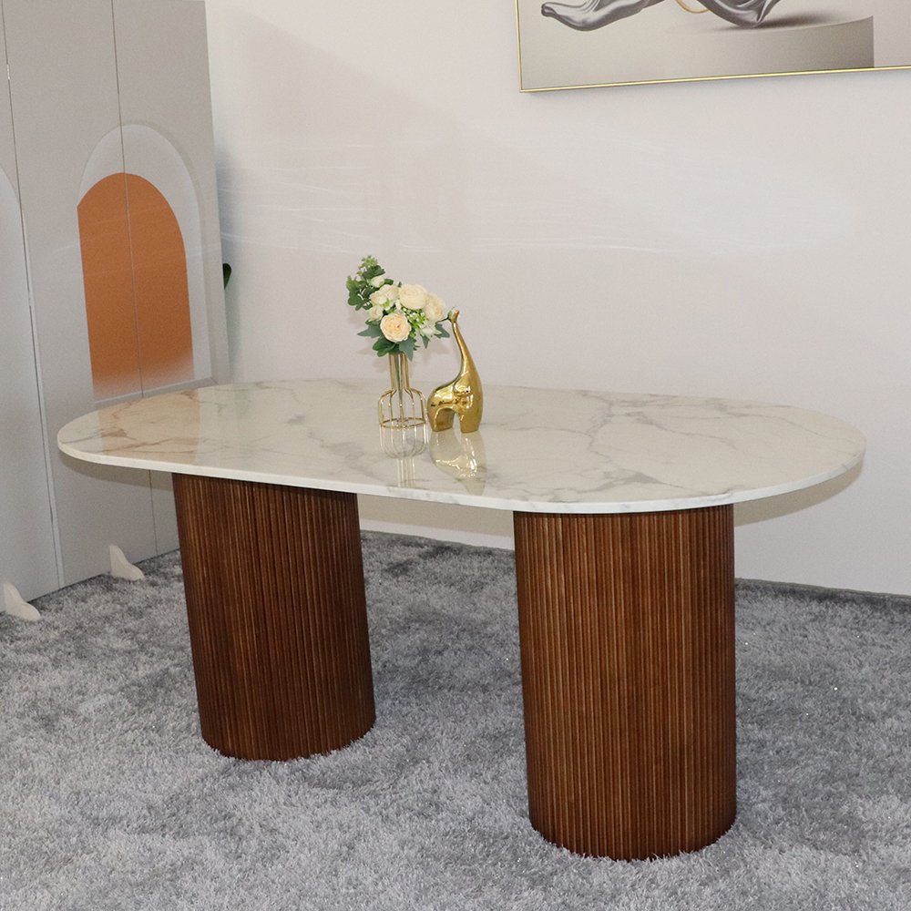 High Quality Modern Vintage Oval Solid Wood Dining Table Kitchen Furniture Restaurant dining Room Furniture