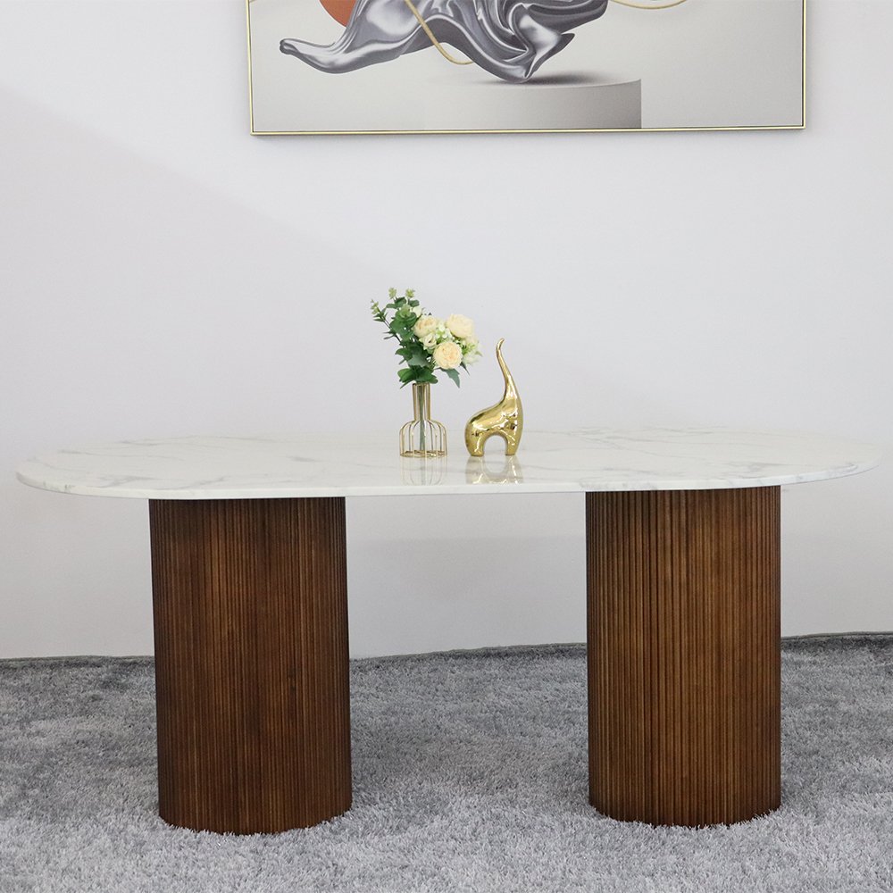 High Quality Modern Vintage Oval Solid Wood Dining Table Kitchen Furniture Restaurant dining Room Furniture