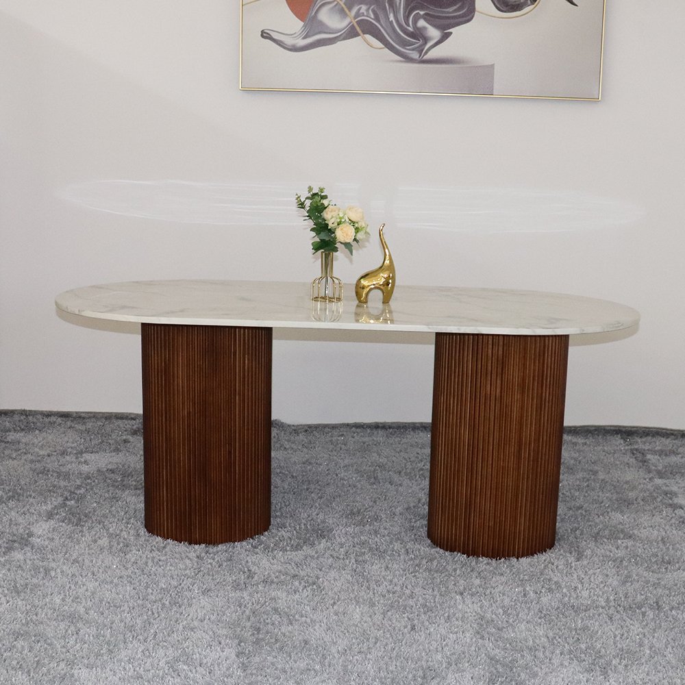 High Quality Modern Vintage Oval Solid Wood Dining Table Kitchen Furniture Restaurant dining Room Furniture