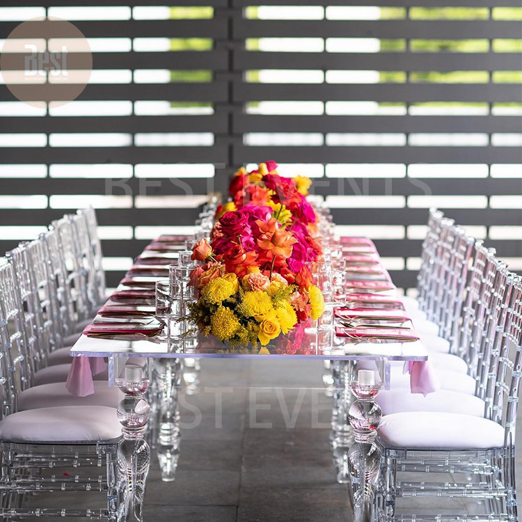 New Design Modern Rectangular Transparent Acrylic Table For Wedding