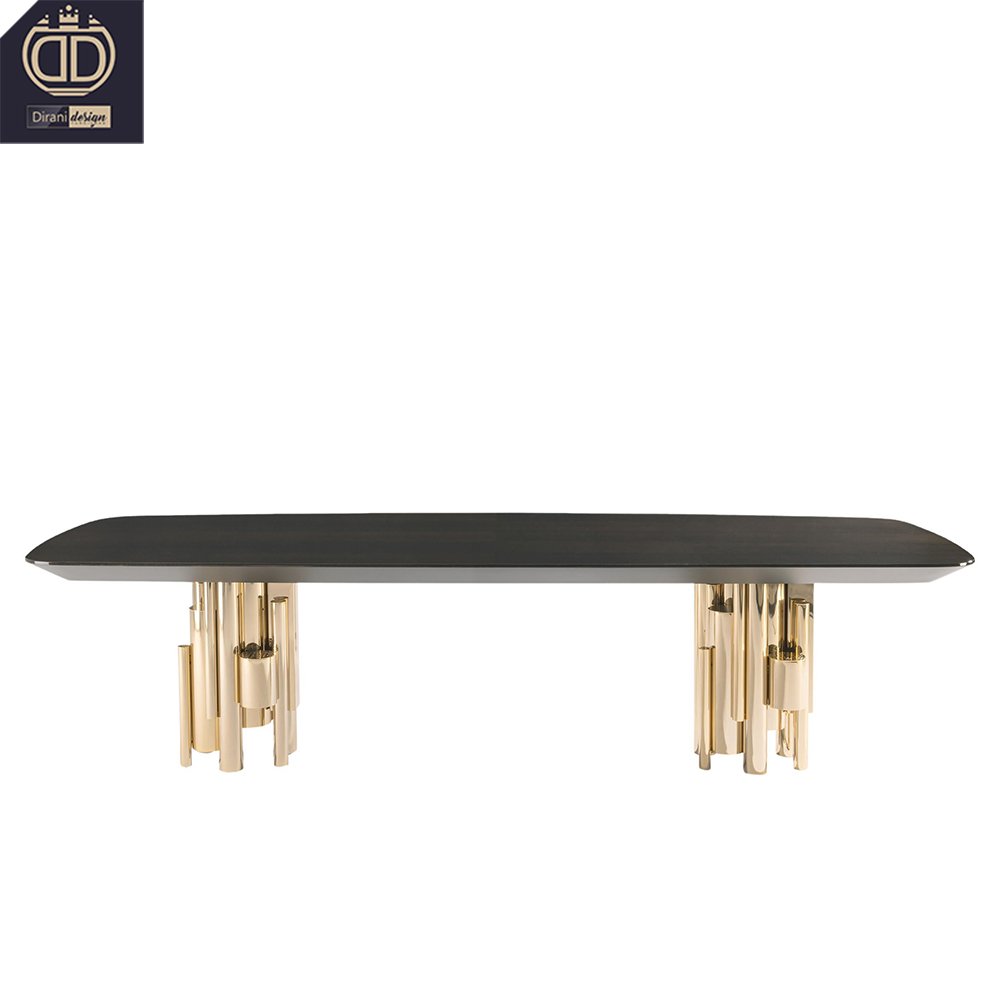 high end black and gold modern rectangular dining table contemporary luxury long wood dining table
