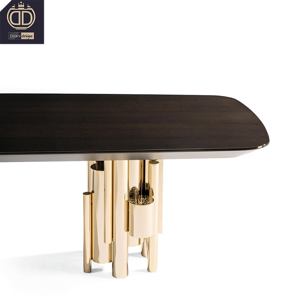 high end black and gold modern rectangular dining table contemporary luxury long wood dining table