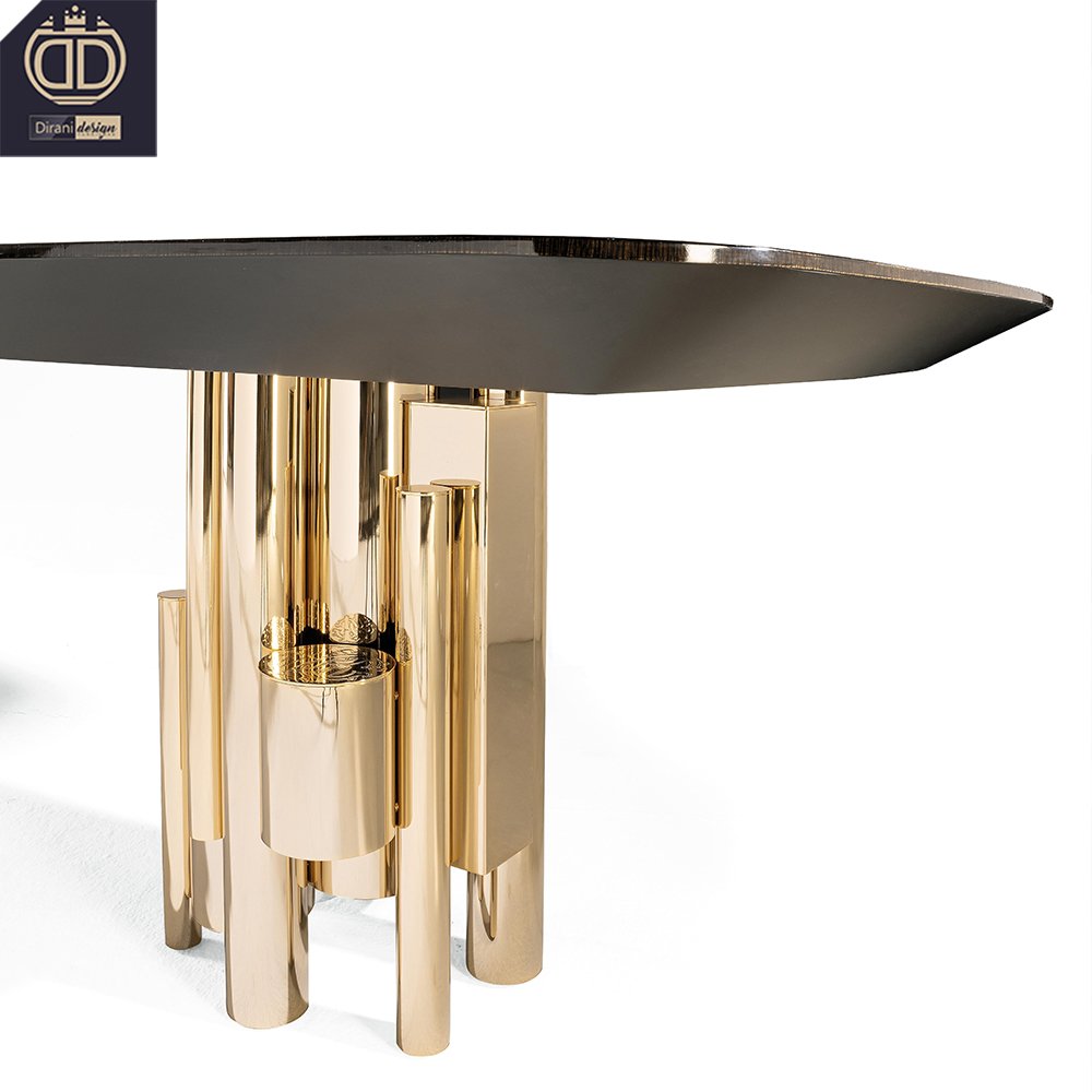 high end black and gold modern rectangular dining table contemporary luxury long wood dining table