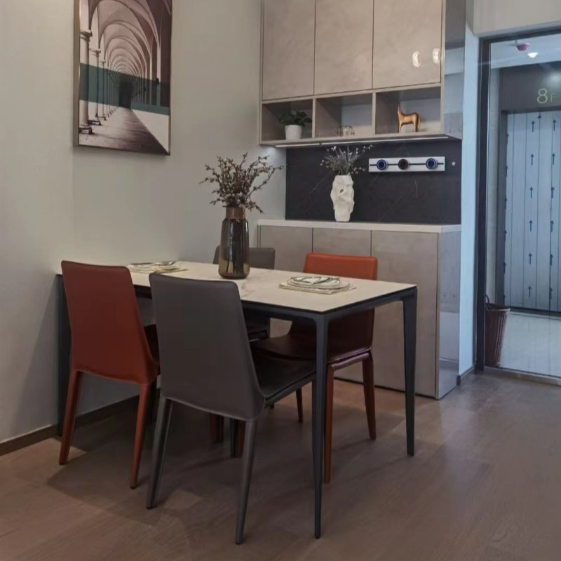 Hot Selling Modern Furniture Customizable Dining Table with 6 Chairs Ceramic Top Dining Room Sets for Kitchen Use