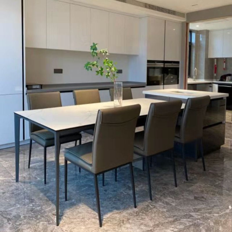 Hot Selling Modern Furniture Customizable Dining Table with 6 Chairs Ceramic Top Dining Room Sets for Kitchen Use