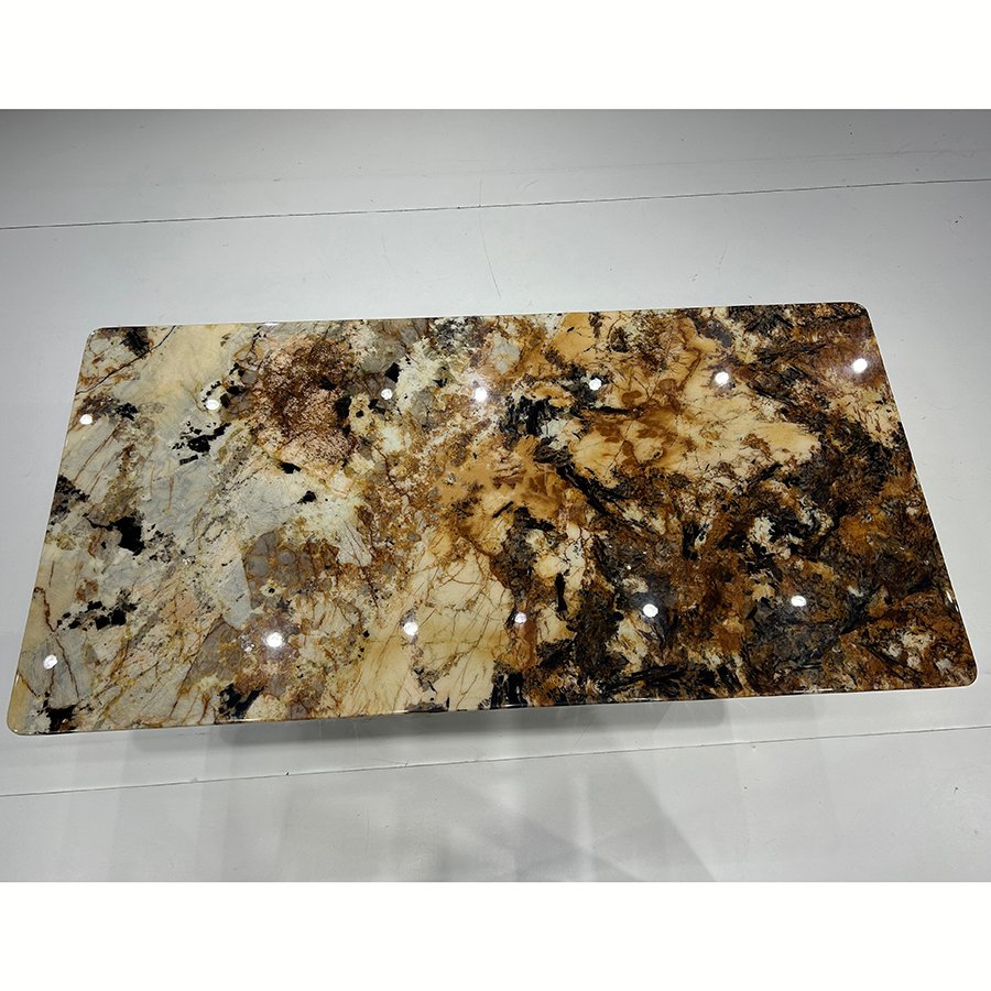 Latest Real Marble Stone Dining Table Unique Luxuriant Design Golden Marble Table Home Furniture Restaurant