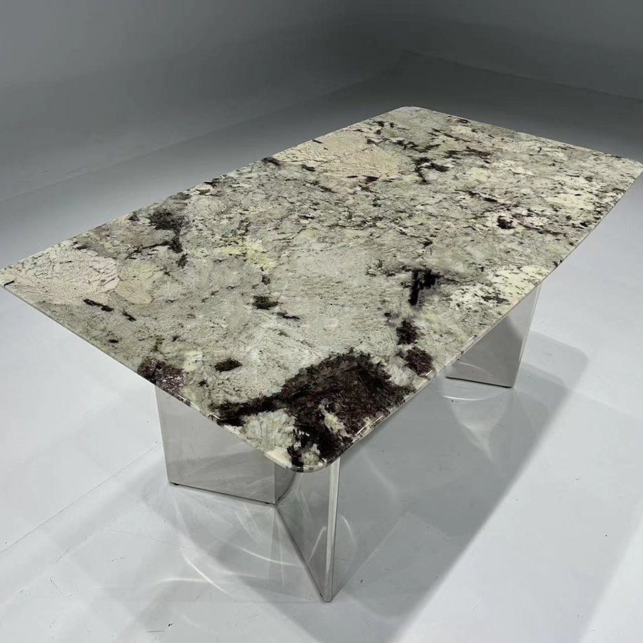 Latest Real Marble Stone Dining Table Unique Luxuriant Design Golden Marble Table Home Furniture Restaurant