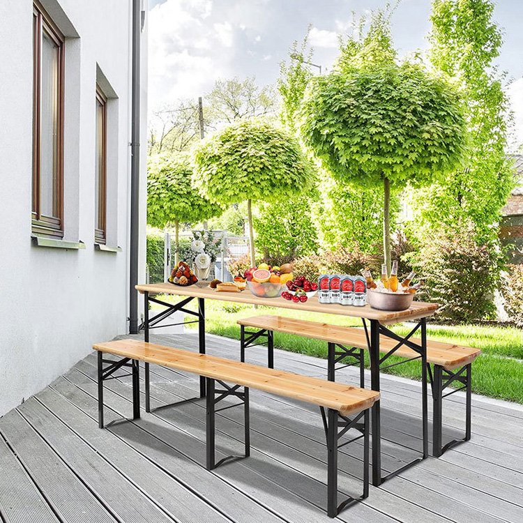 Folding table frame European restaurant table Vintage steel wood combined with metal folding table