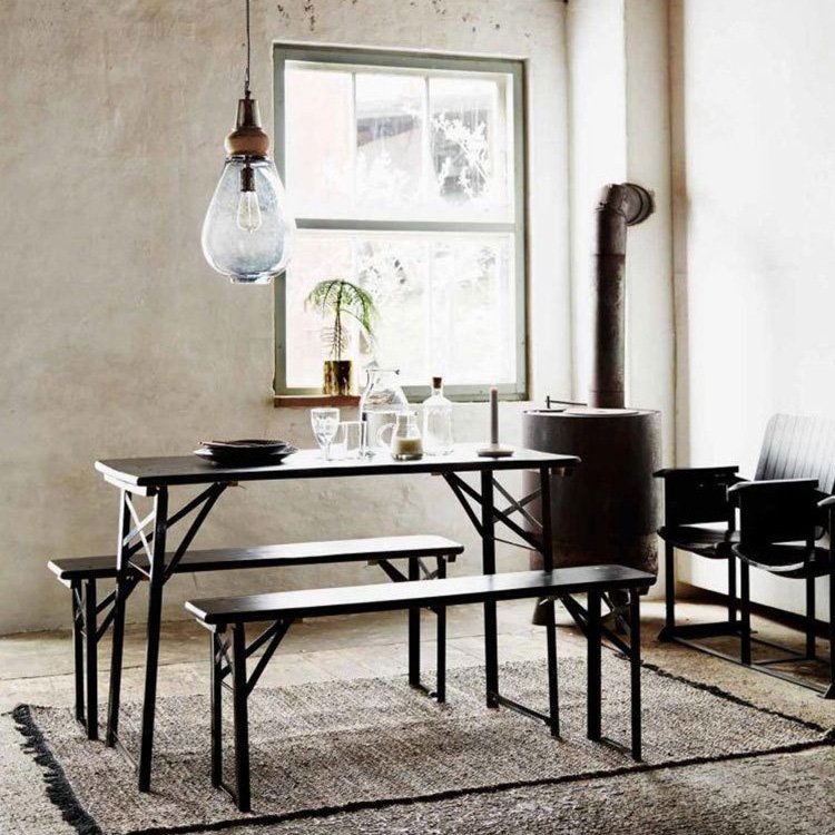Folding table frame European restaurant table Vintage steel wood combined with metal folding table
