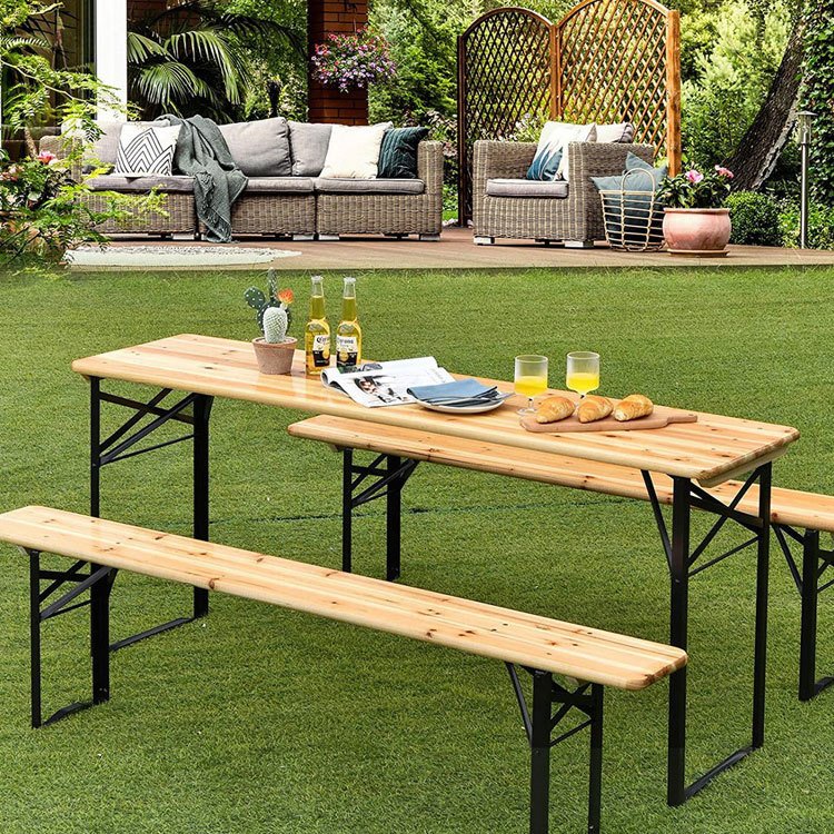 Folding table frame European restaurant table Vintage steel wood combined with metal folding table