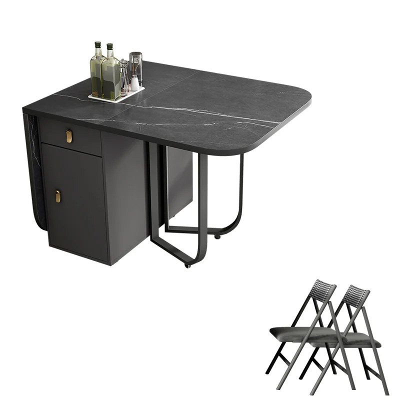 Retractable Foldable Dining Table With 2 Drawers And Space-Saving Table Suitable For Living Room Kitchen Farmhouse