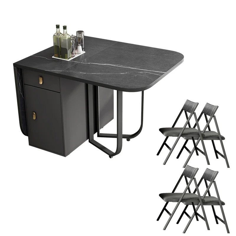 Retractable Foldable Dining Table With 2 Drawers And Space-Saving Table Suitable For Living Room Kitchen Farmhouse