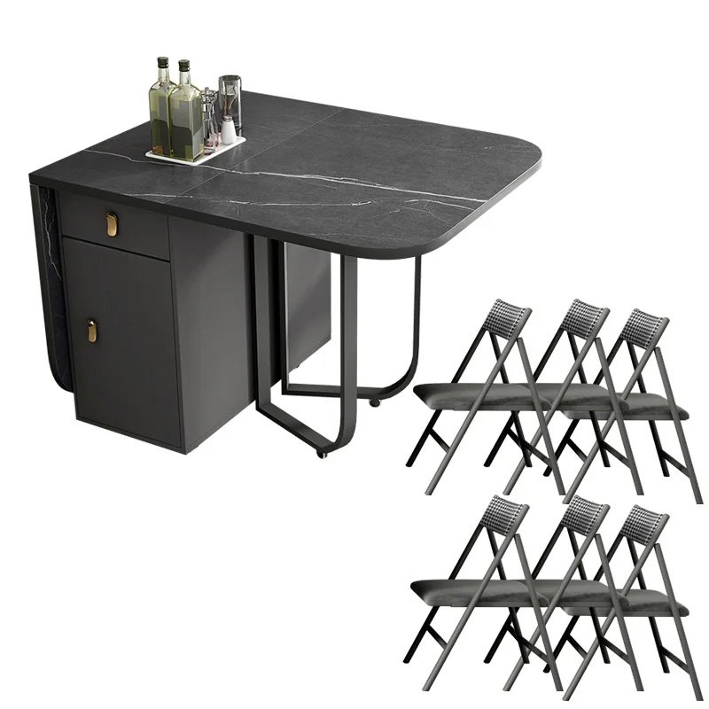 Retractable Foldable Dining Table With 2 Drawers And Space-Saving Table Suitable For Living Room Kitchen Farmhouse