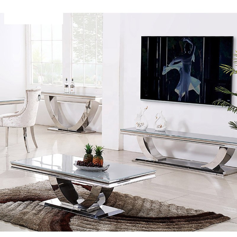 Foshan Stainless Steel Marble Ceramic Dining Table Set 8 seater