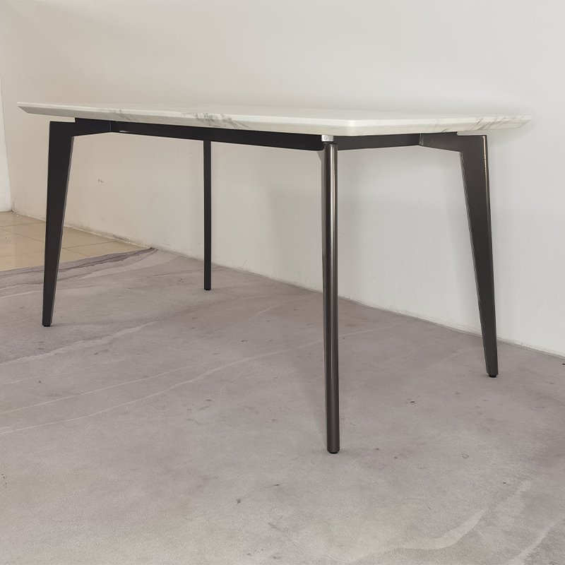 Modern minimalist style rectangular sintered slate metal leg dining table