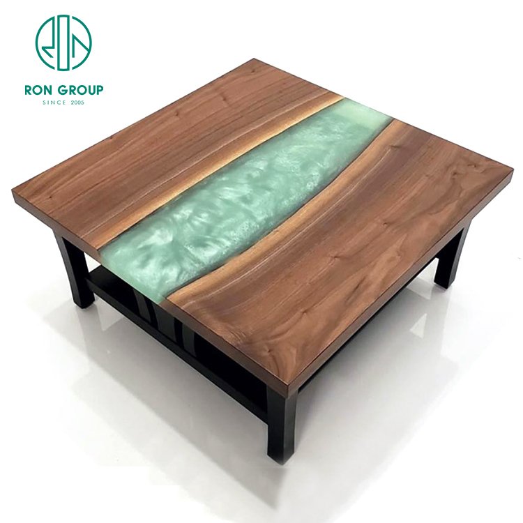High End Hotel Restaurant Epoxy River Round Dining Table Apartment Furniture Wooden Marble Coffee Tables Epoxy Resin Table Top