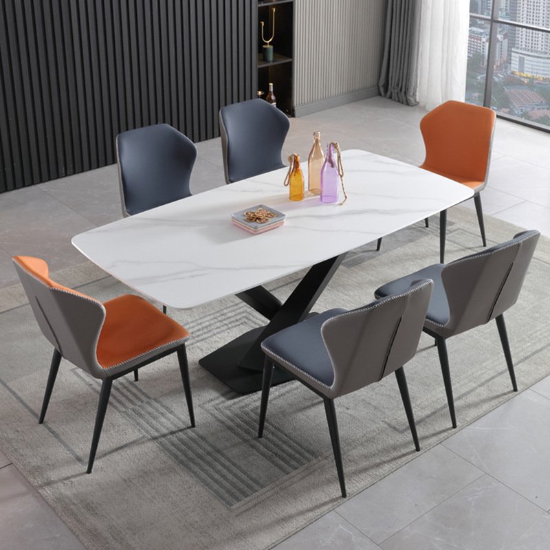 Modern Dining Table Set with Ceramic Top Durable Metal Home Furniture Chairs Tables Top Cheap Tables and Chairs for Dining Room