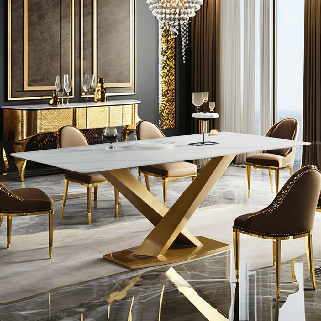 Modern Marble Dining Table Set Versatile Home or Hotel Furniture for Kitchen Living Room Villa Apartment or Hall Use