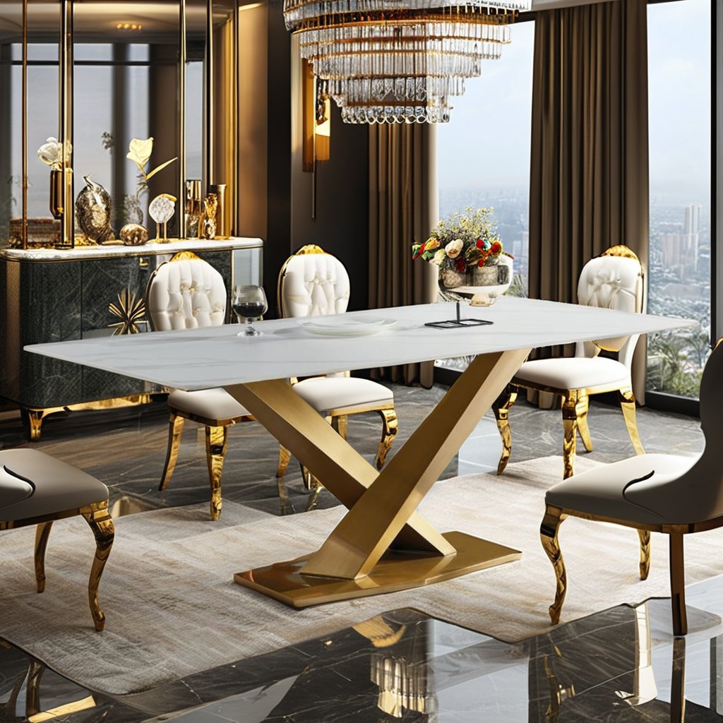 Modern Marble Dining Table Set Versatile Home or Hotel Furniture for Kitchen Living Room Villa Apartment or Hall Use