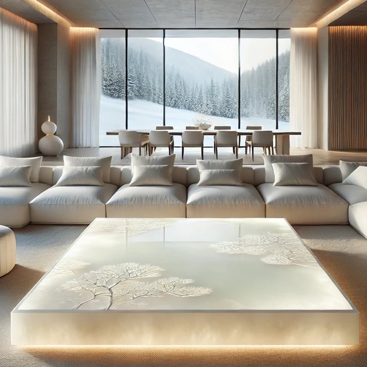 Hotel Commercial Furniture Custom Natural Jade Marble Granite Dining Table Luxury Elegant Solid Table Top and Base
