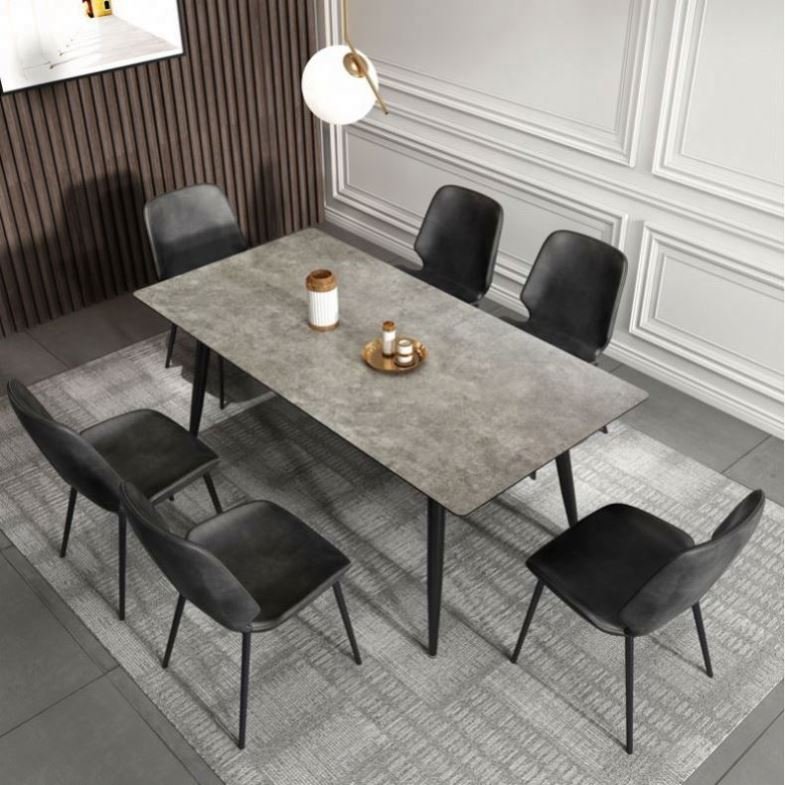 2024 Newest Design Iron Furniture Luxury Italian Marble Dining Table Set For Home Hotel