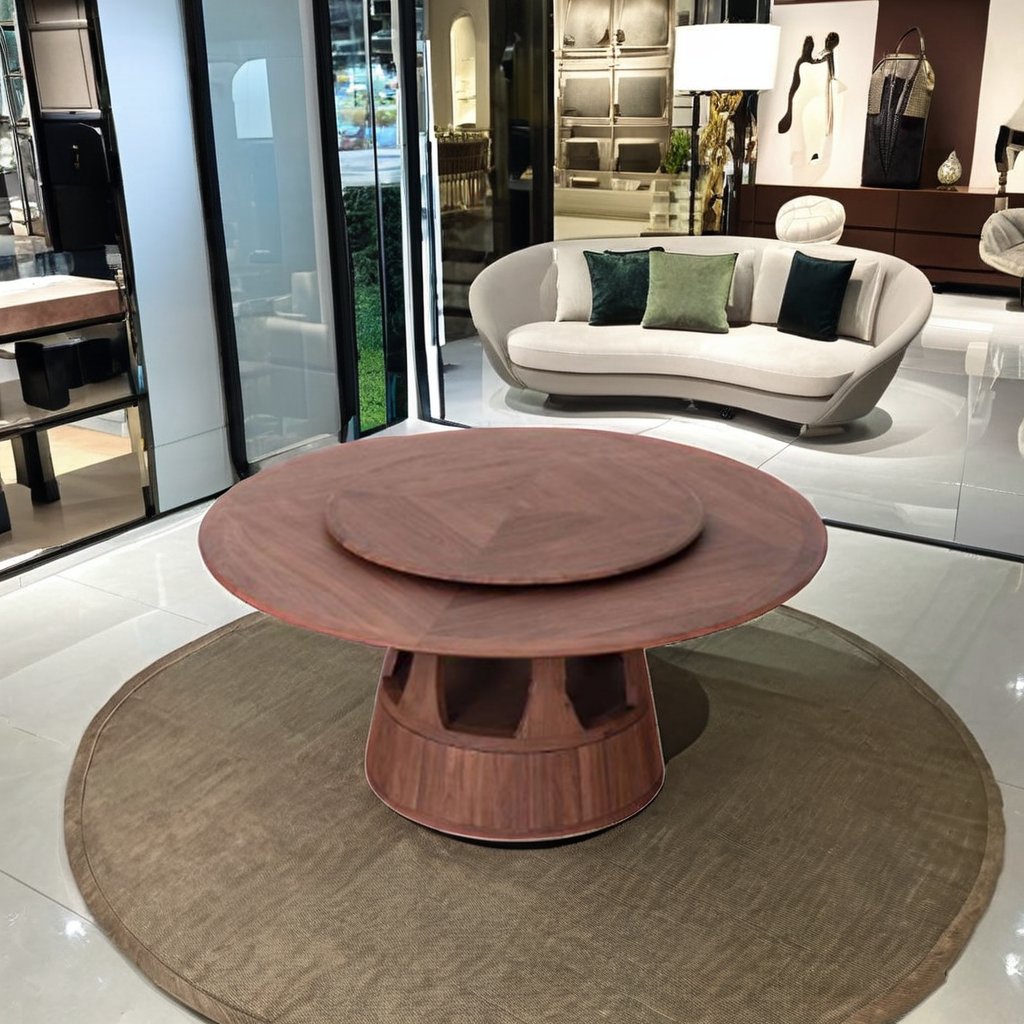 Modern Classic Solid Wood Dining Table with Marble Base Chinese Style Teak for Home Apartment Kitchen for Living Room Furniture