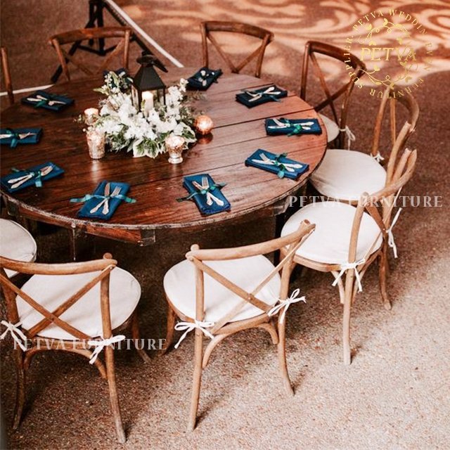 Picnic Event Farmhouse round Folding Banquet farm rustic wedding dining table diameter 150cm and 160cm 8-10 sets