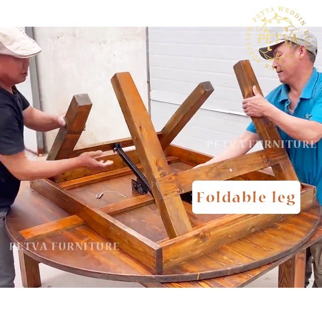 Picnic Event Farmhouse round Folding Banquet farm rustic wedding dining table diameter 150cm and 160cm 8-10 sets