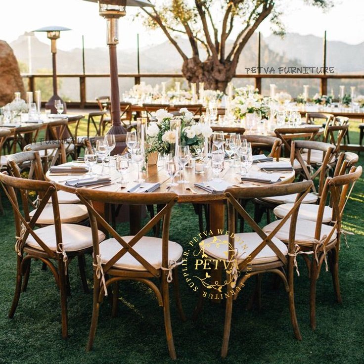 Picnic Event Farmhouse round Folding Banquet farm rustic wedding dining table diameter 150cm and 160cm 8-10 sets