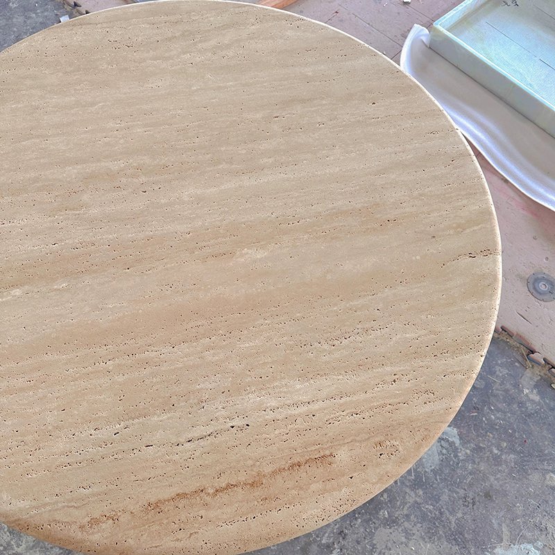 ODM OEM Chinese Factory Customized Nordic Style 150 Diameter Round Travertine Stone Dining Table for Hotel Villa Apartment