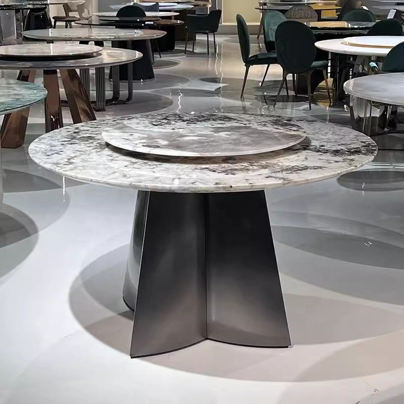 Good Quality round Living dining table stainless steel dining table marble dining table