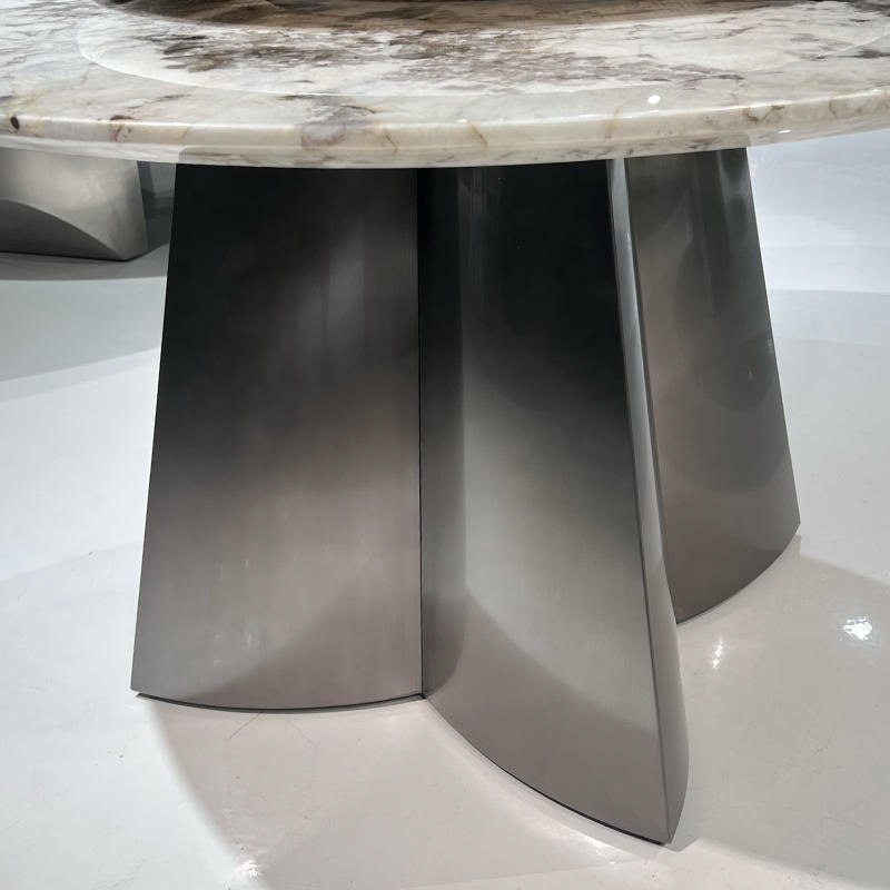 Good Quality round Living dining table stainless steel dining table marble dining table