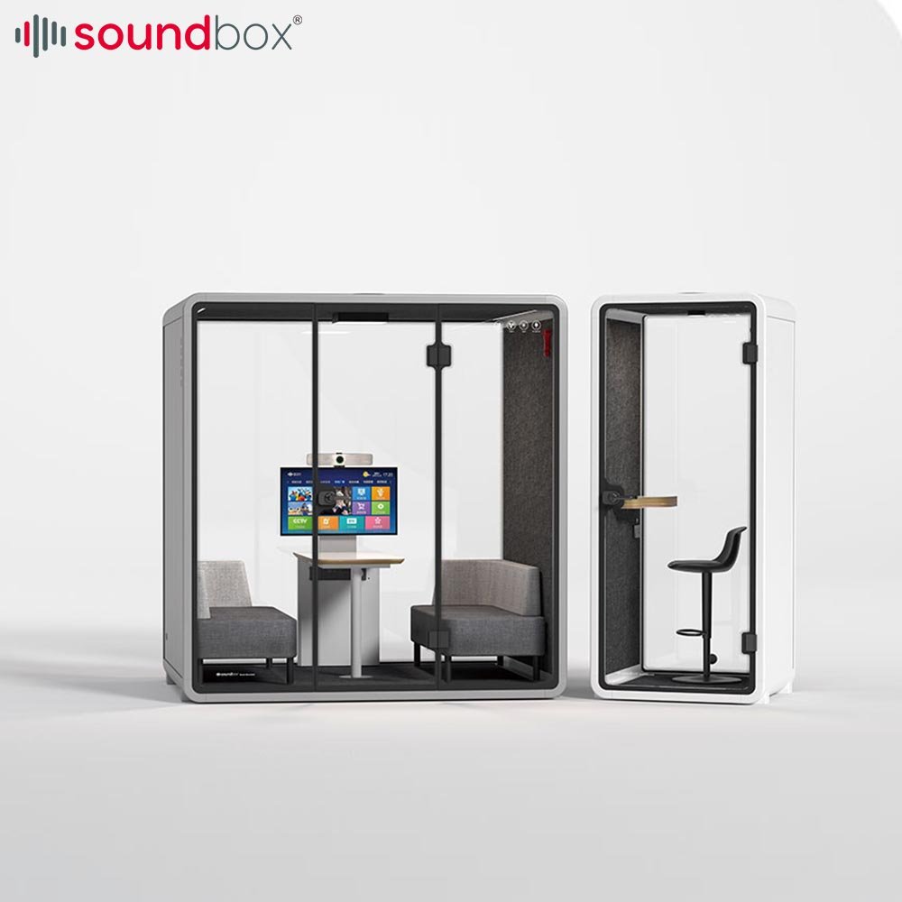 Modern Sound Proof Office Booth With Furniture Conference Table And Sofa Office Soundproof Booth