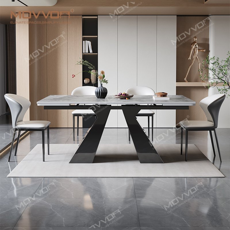 New Modern luxury Home Furniture Dinning Room Set 4 6 Seater Microfiber Leather Round White Marble Dining Table For Restaurant