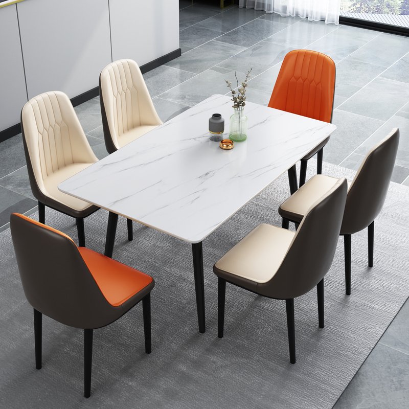 Modern simple marble western table, Nordic rectangular rock plate table chair, hotel table and chair