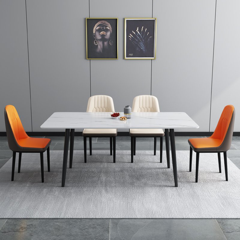 Modern simple marble western table, Nordic rectangular rock plate table chair, hotel table and chair