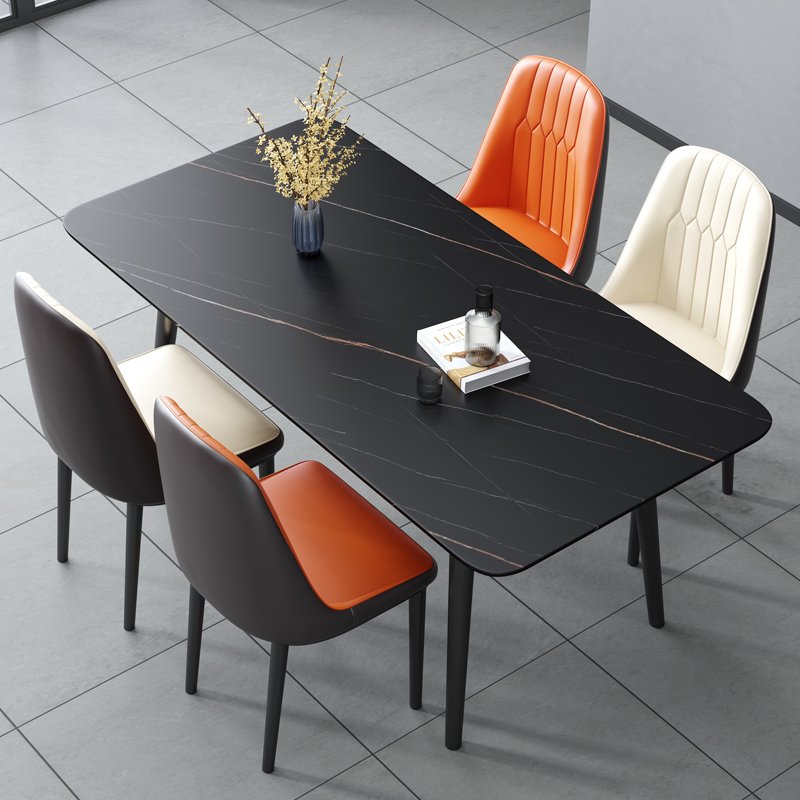 Modern simple marble western table, Nordic rectangular rock plate table chair, hotel table and chair