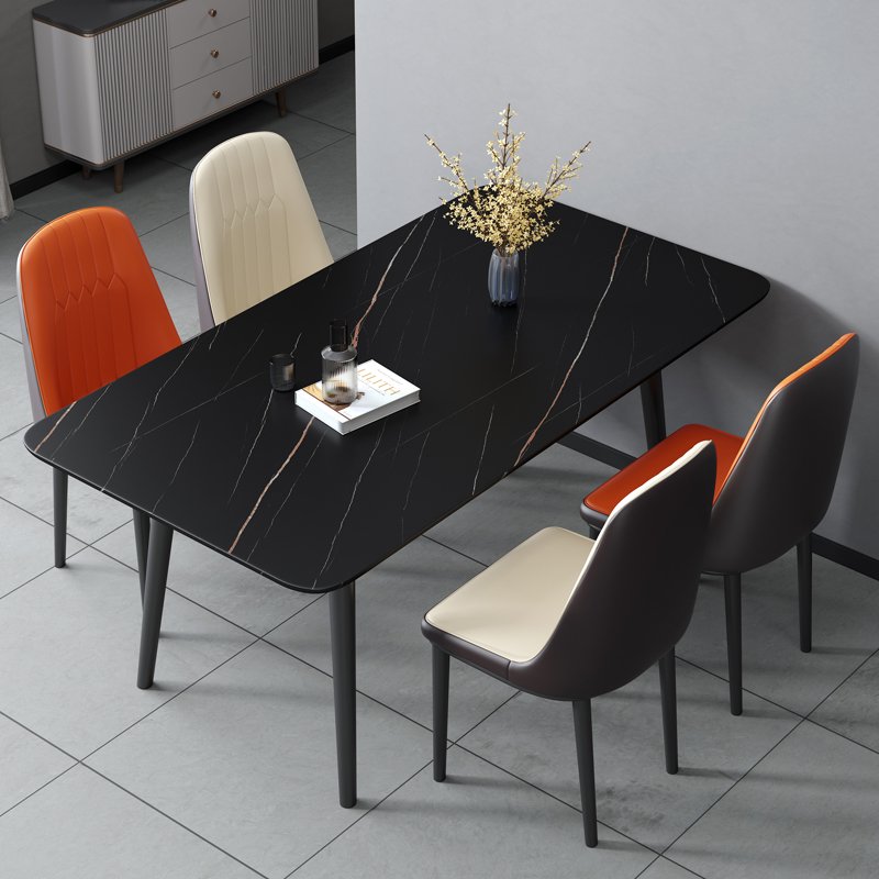 Modern simple marble western table, Nordic rectangular rock plate table chair, hotel table and chair