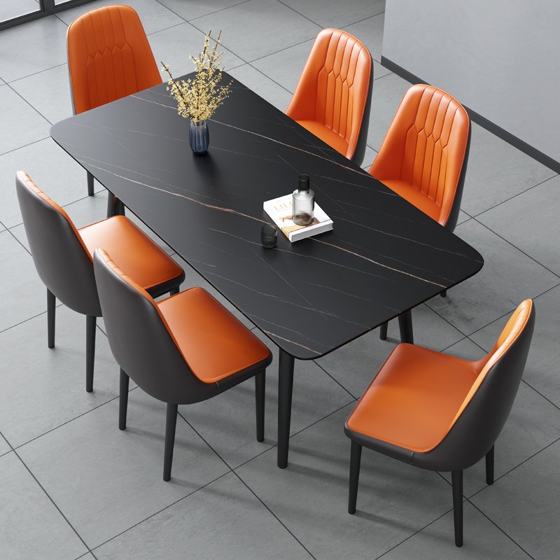 Modern simple marble western table, Nordic rectangular rock plate table chair, hotel table and chair