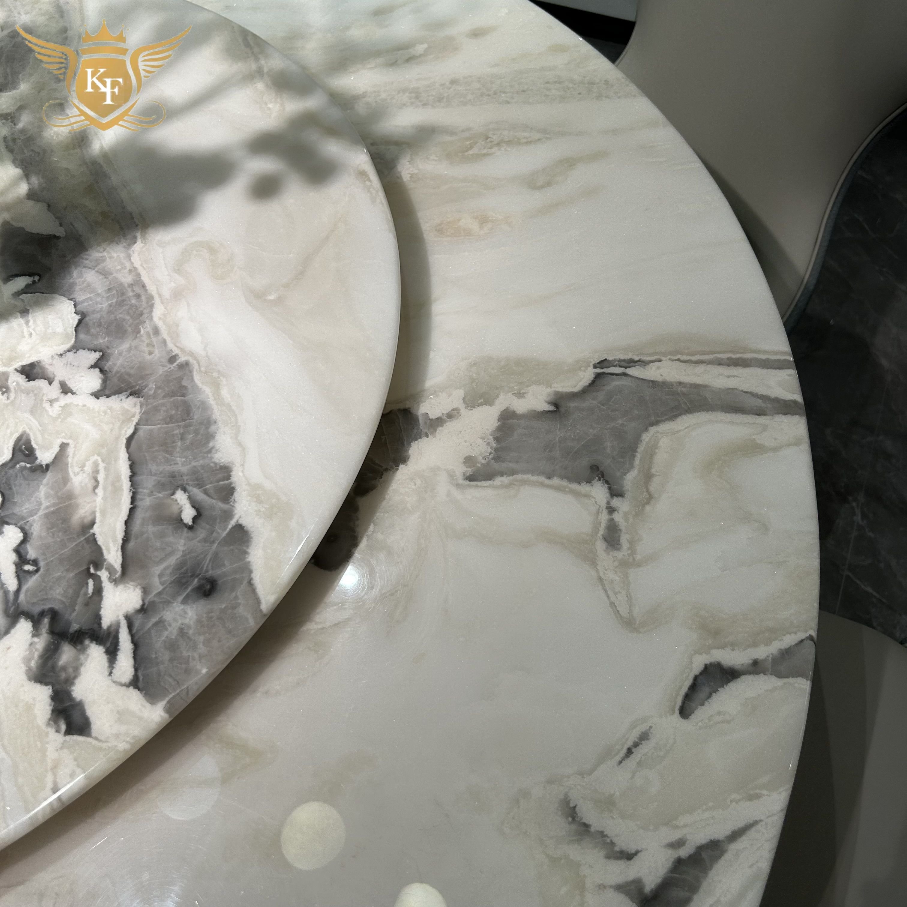 Villa Modern Luxury Round Dinner Table Set Stainless Steel Tea marble Round Dinner Table For 6 8 Chair