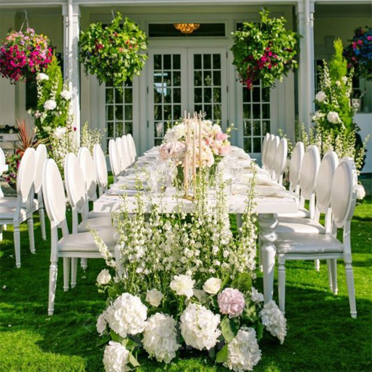 bailight furniture design modern wedding banquet dining room design wedding table with metal frame glass top tables