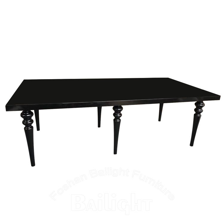 bailight furniture design modern wedding banquet dining room design wedding table with metal frame glass top tables