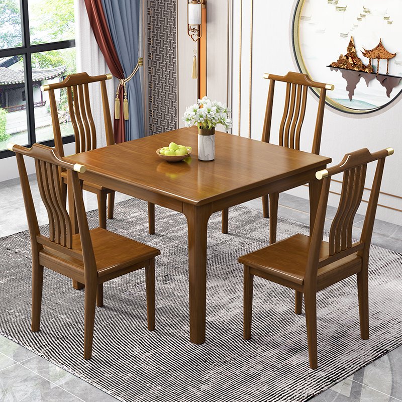 Modern Chinese luxury full small square wooden dining table set 4 chairs for dining room