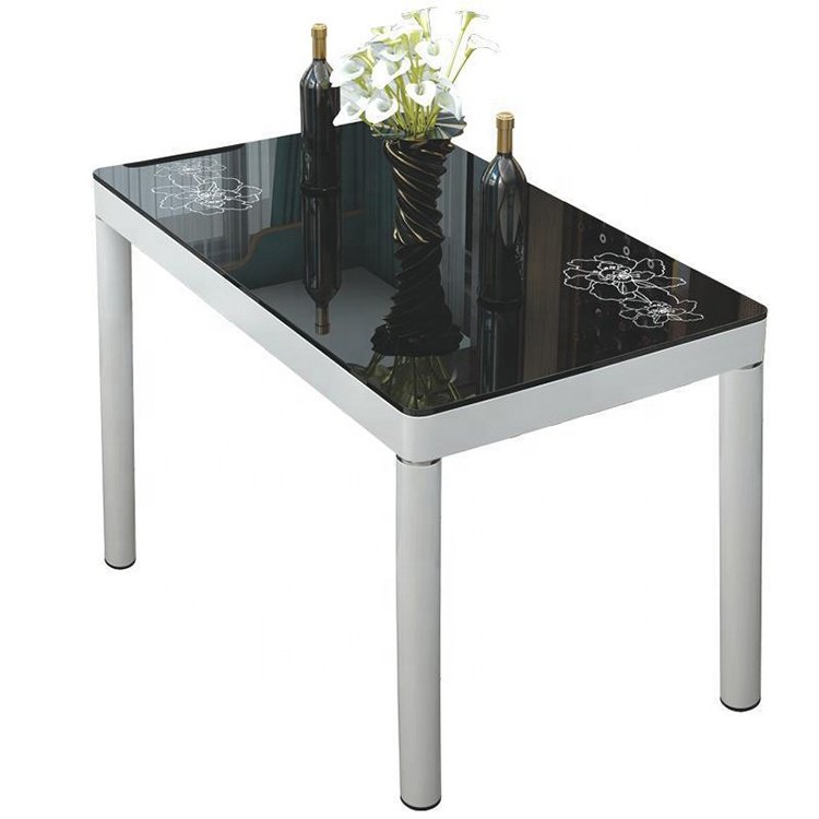 Modern luxury home living room furniture rectangular dining room restaurant kitchen glass dining table and chairs set 6 seater