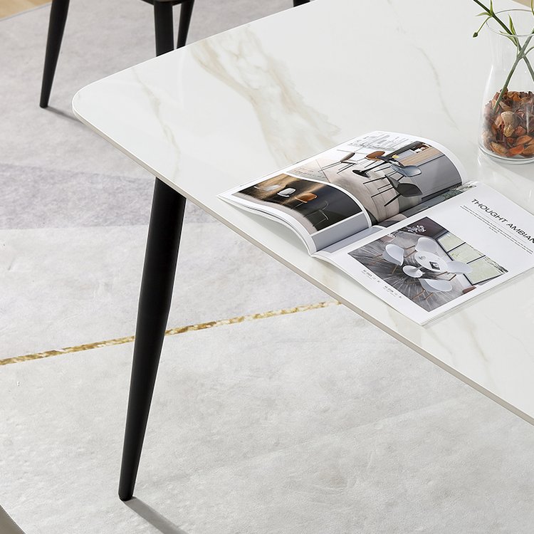 Factory direct sale wholesale slate surface table leisure tea/coffee table durable metal iron feet