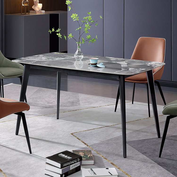 Factory direct sale wholesale slate surface table leisure tea/coffee table durable metal iron feet