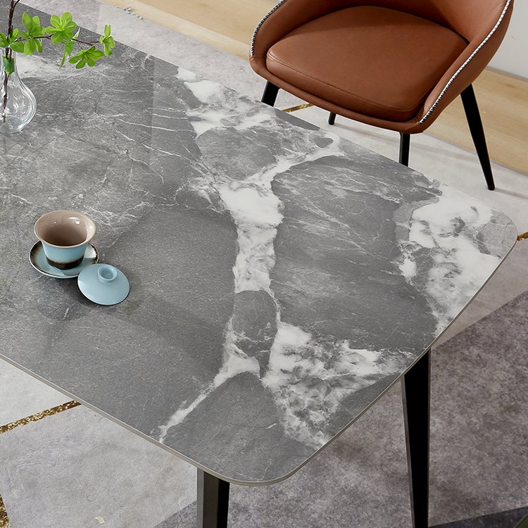 Factory direct sale wholesale slate surface table leisure tea/coffee table durable metal iron feet