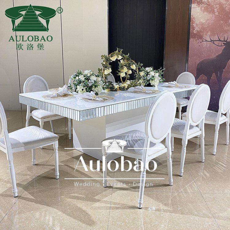 Dubai Wedding Furniture All White MDF Top Designer Dining Table
