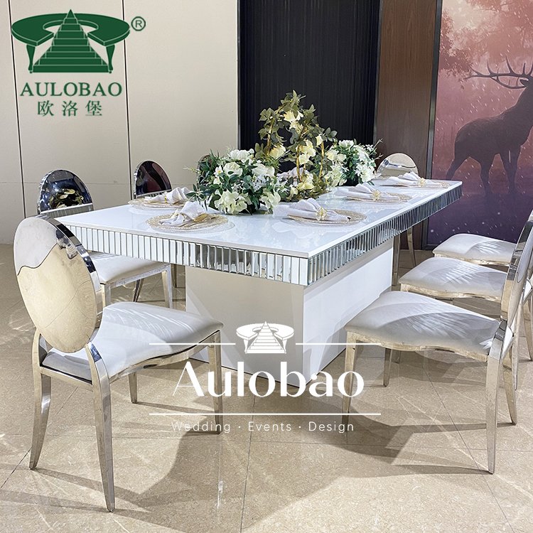 Dubai Wedding Furniture All White MDF Top Designer Dining Table