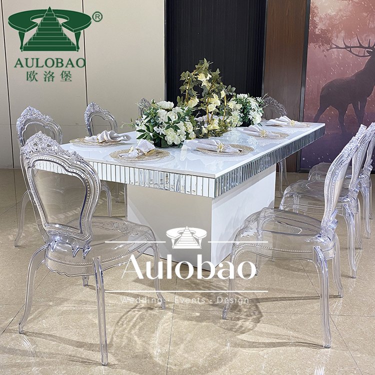 Dubai Wedding Furniture All White MDF Top Designer Dining Table